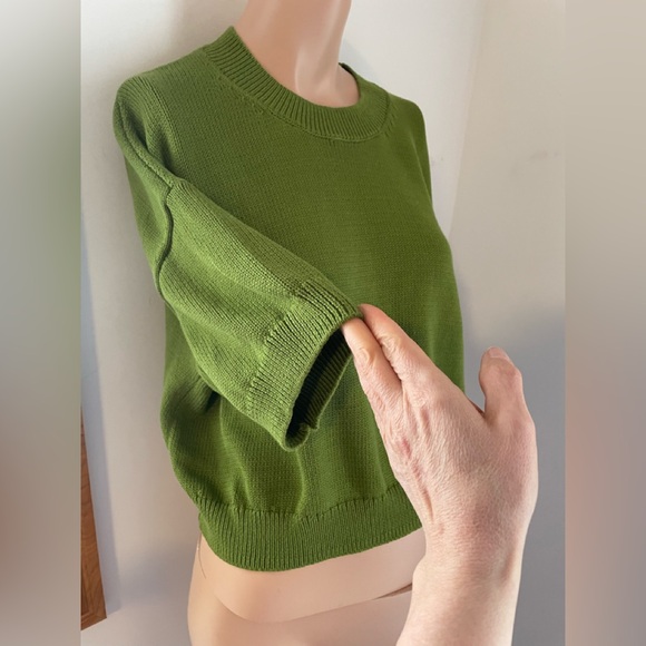 24”PTP cotton mix short sleeve sweater crew Banana Republic green - Picture 2 of 9